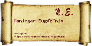 Maninger Eugénia névjegykártya